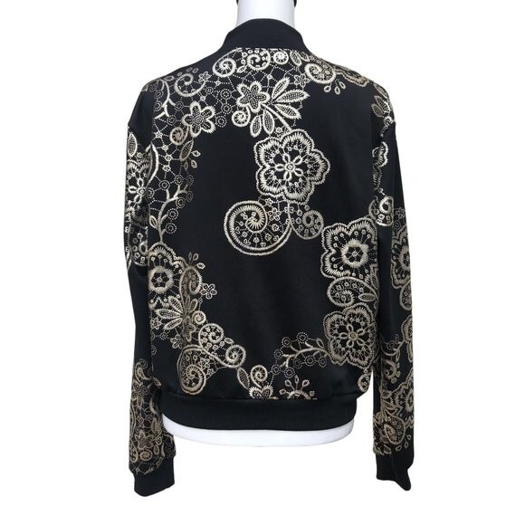 LULAROE Elegant Collection Black Metallic Gold Embossed Crop Jacket Size S - Picture 3 of 9